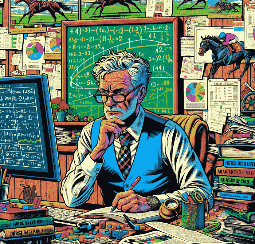 Hippique Stratégie Pro — statisticien analysant des courses au tableau