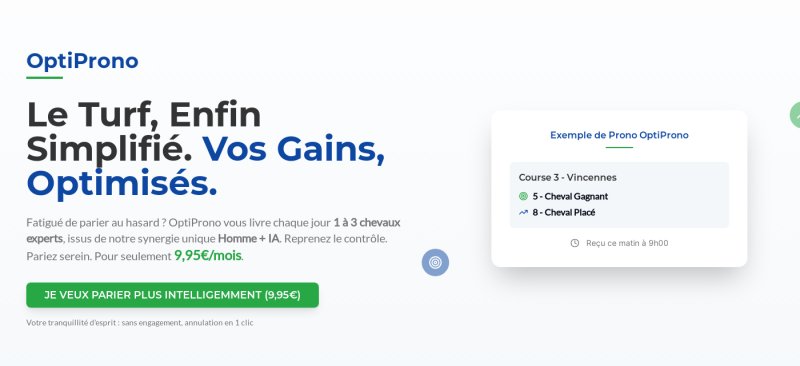 OptiProno — le turf enfin simplifié, exemple de pronostic quotidien